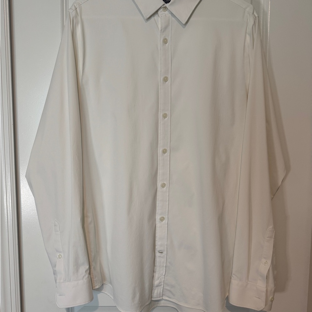 Express White Slim Fit Dress Shirt with Pointed Colla